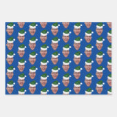 顔カスタムフォトサンタハット繰り返しパターン ラッピングペーパーシート (正面3)