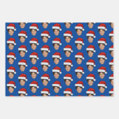 顔カスタムフォトサンタ顔繰り返しパターン ラッピングペーパーシート (正面2)