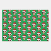 顔カスタムフォトサンタ顔繰り返しパターン ラッピングペーパーシート (正面)