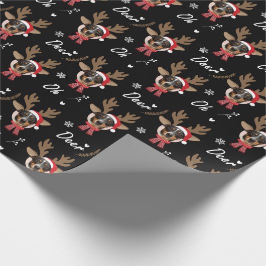 顔カスタムフォトトインディアクリスマスホリデーブラック ラッピングペーパー (角)