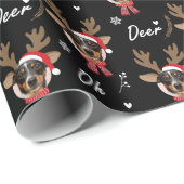 顔カスタムフォトトインディアクリスマスホリデーブラック ラッピングペーパー (ロールコーナー)