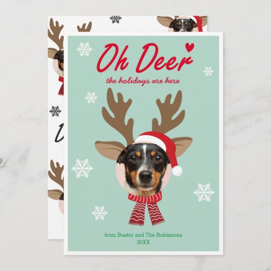 顔カスタムフォトトインデナークリスマスホリデーグリーン シーズンカード (正面/裏面)