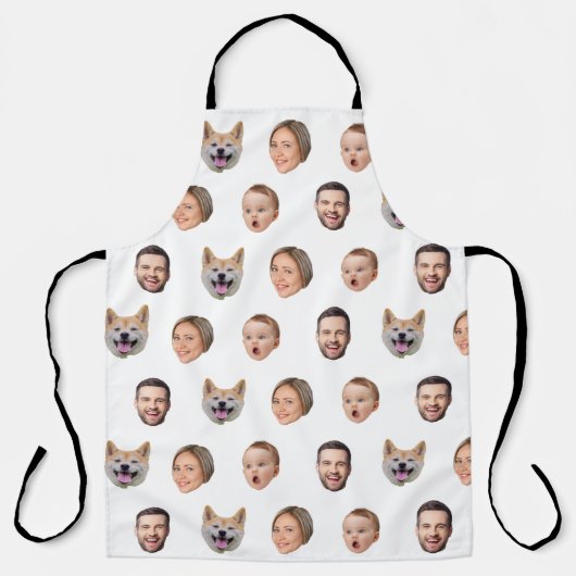 顔カスタムフォト家族ギフト、4枚の写真顔 エプロン (正面)