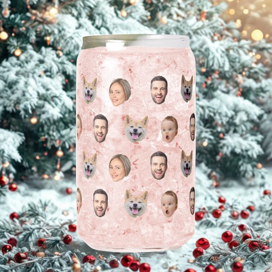 顔カスタムフォト家族ギフト、4枚の写真顔 ガラス缶