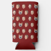 顔カスタムフォト家族ギフト、4枚の写真顔 スリム缶クーラー (正面)