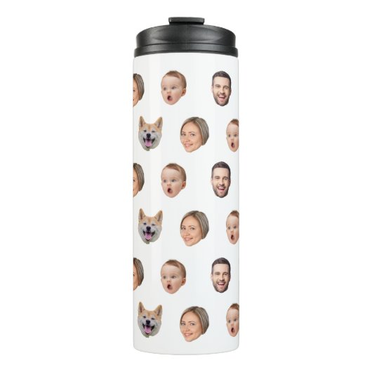 顔カスタムフォト家族ギフト、4枚の写真顔 タンブラー (正面)