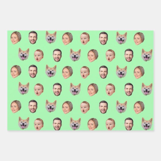 顔カスタムフォト家族ギフト、4枚の写真顔 ラッピングペーパーシート (正面2)