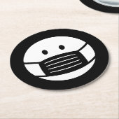 顔カスタムマスクアイコン付きドリンクコースター ラウンドペーパーコースター (アングル)