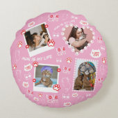 顔カスタム写真と猫の名前が登場する猫まくら ラウンドクッション (裏面)