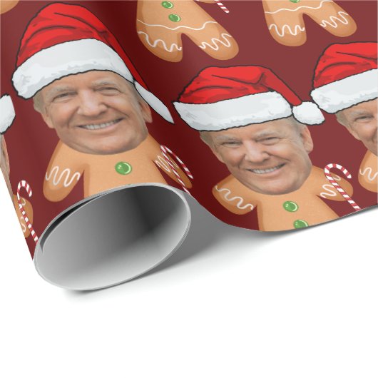 顔カスタム写真ジンジャーブレッドトランプクリスマス ラッピングペーパー (ロールコーナー)