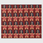 顔カスタム写真ジンジャーブレッド女性クリスマス ラッピングペーパー (フラット)