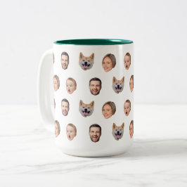 顔カスタム写真ファミリーマグカップ、4写真マグカップ ツートーンマグカップ