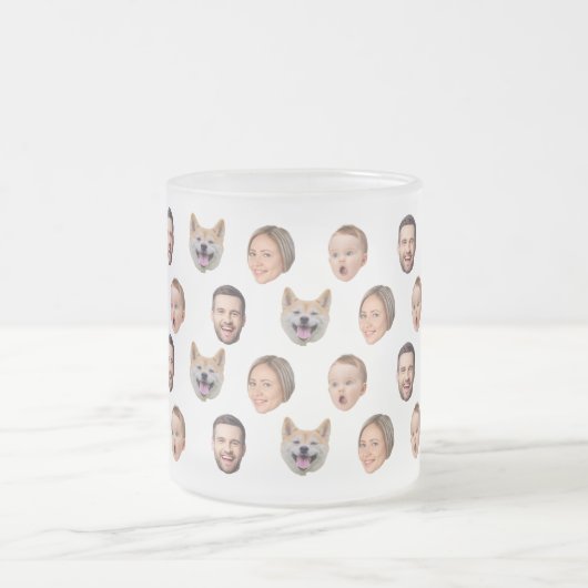 顔カスタム写真ファミリーマグカップ、4写真マグカップ フロストグラスマグカップ (中央)