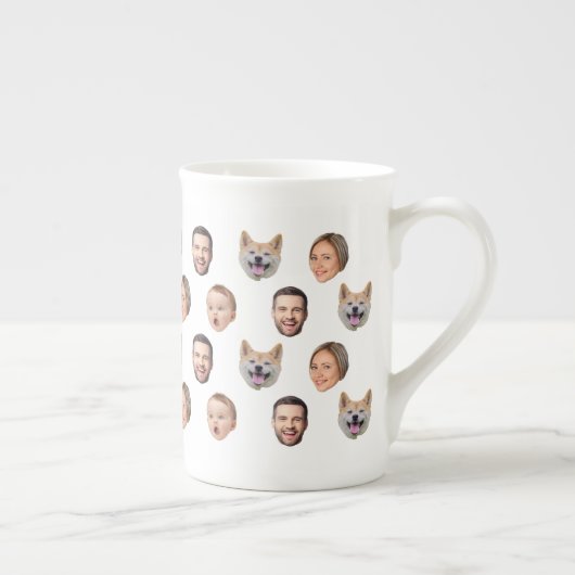 顔カスタム写真ファミリーマグカップ、4写真マグカップ ボーンチャイナマグカップ (右)