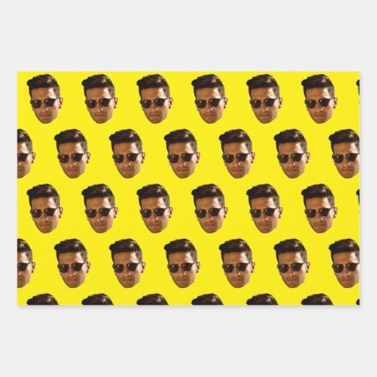 顔カスタム切り出しバチェロレッテ誕生日 ラッピングペーパーシート (正面3)