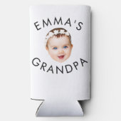 顔カスタム誕生日母おばあちゃん祖母 スリム缶クーラー (裏面)