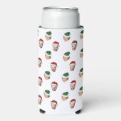 顔カスタム2写真サンタハットクリスマスギフト スリム缶クーラー (Seltzer正面)