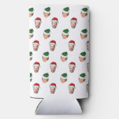 顔カスタム2写真サンタハットクリスマスギフト スリム缶クーラー (裏面)