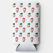 顔カスタム2写真サンタハットクリスマスギフト スリム缶クーラー (正面)