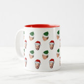 顔カスタム2写真サンタハットクリスマスギフト ツートーンマグカップ (正面左)