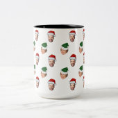 顔カスタム2写真サンタハットクリスマスギフト ツートーンマグカップ (中央)