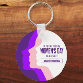 顔カラフルズ女子デー国際的3月8日 キーホルダー (正面)