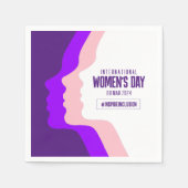 顔カラフルズ女子デー国際的3月8日 スタンダードカクテルナプキン (正面)