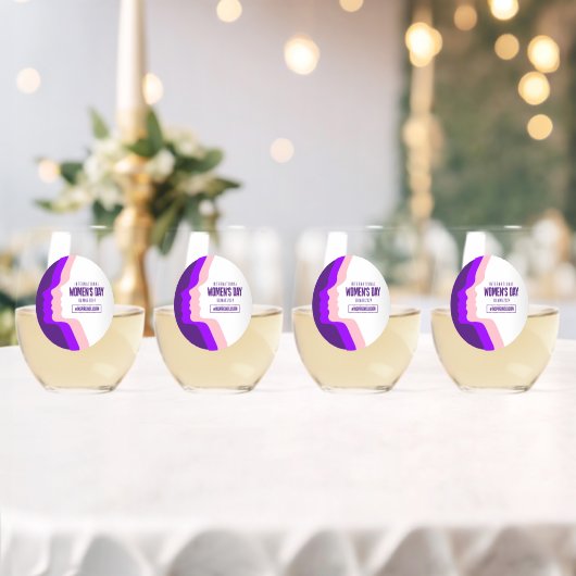 顔カラフルズ女子デー国際的3月8日 ステムなしワイングラス (インサイチュ (ウェディング))