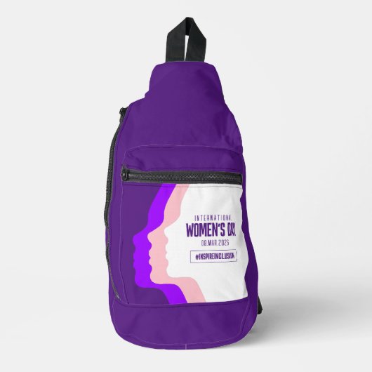 顔カラフルズ女子デー国際的3月8日 スリングバッグ (正面)