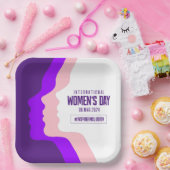 顔カラフルズ女子デー国際的3月8日 ペーパープレート (パーティー)