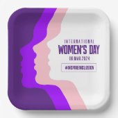 顔カラフルズ女子デー国際的3月8日 ペーパープレート (正面)