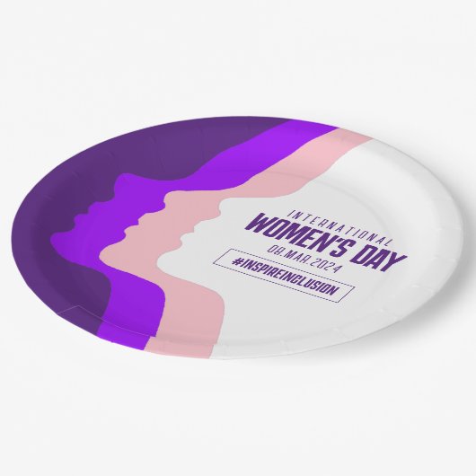 顔カラフルズ女子デー国際的3月8日 ペーパープレート (アングル)
