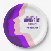顔カラフルズ女子デー国際的3月8日 ペーパープレート (正面)