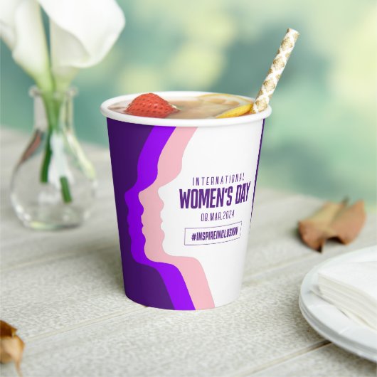 顔カラフルズ女子デー国際的3月8日 紙コップ (インサイチュ)