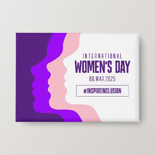 顔カラフルズ女子デー国際的3月8日 缶バッジ (正面)