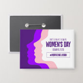 顔カラフルズ女子デー国際的3月8日 缶バッジ (正面/裏面)