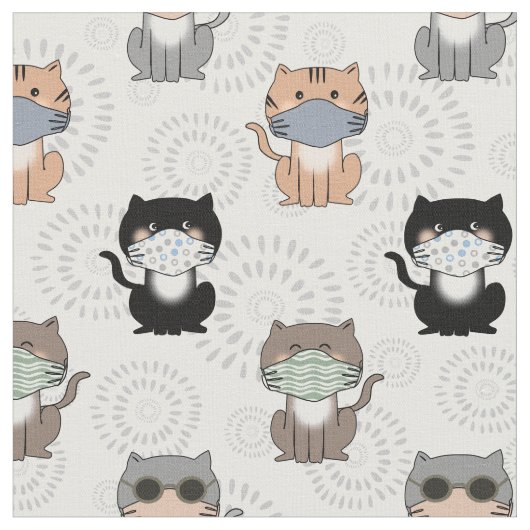 顔クールマスク用の猫生地 ファブリック (クローズアップ)