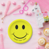 顔グラフィックのカスタマイズ|黄 ペーパープレート (パーティー)