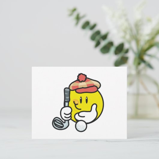 顔ゴルフTシャツとギフト ポストカード (スタンド正面)