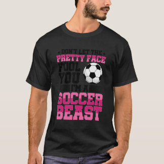 顔サッカー獣かわいらしスポーツ足 Tシャツ