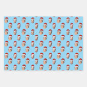 顔サンタハットギフトラップカスタムサンタクロース頭部 ラッピングペーパーシート (正面3)