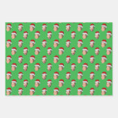 顔サンタハットギフトラップカスタムサンタクロース頭部 ラッピングペーパーシート (正面2)