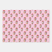 顔サンタハットギフトラップカスタムサンタクロース頭部 ラッピングペーパーシート (正面)