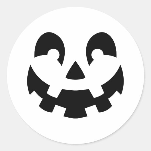 顔シンプル彫りカボチャ彫りシルエットハロウィーン ラウンドシール (正面)