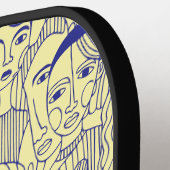 顔ズオブアートブルーonイエロー ピックルボールラケット (左詳細)