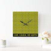 顔ズ笑顔ハッピー絵文字追加 スクエア壁時計 (ホーム)