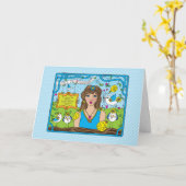 顔チャレンジ_グリーティング カード (黄色い花)