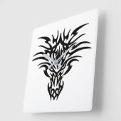 顔ドラゴン入れ墨 スクエア壁時計 (傾斜)