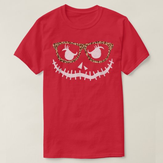 顔パンプキンヘロゲンヒョウ柄メガネ Tシャツ (デザイン正面)