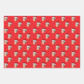 顔パーソナライズされたギフトラップ、サンタハットクリスマス ラッピングペーパーシート (正面3)